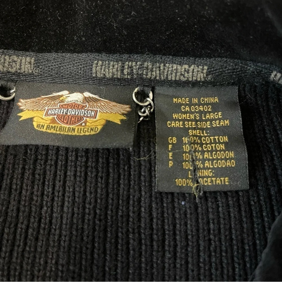 Harley Davidson Women’s Large Full Zip Jacket Velour Knit Riding - Picture 3 of 10